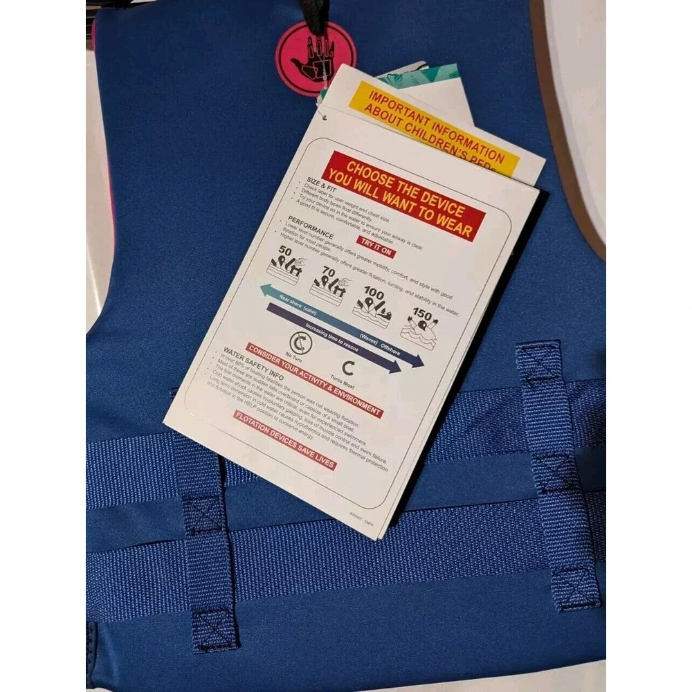 Body Glove - Youth Evoprene‎ PFD Life Vest 55-88 lbs USCG/TC Pink & Blue Stripe